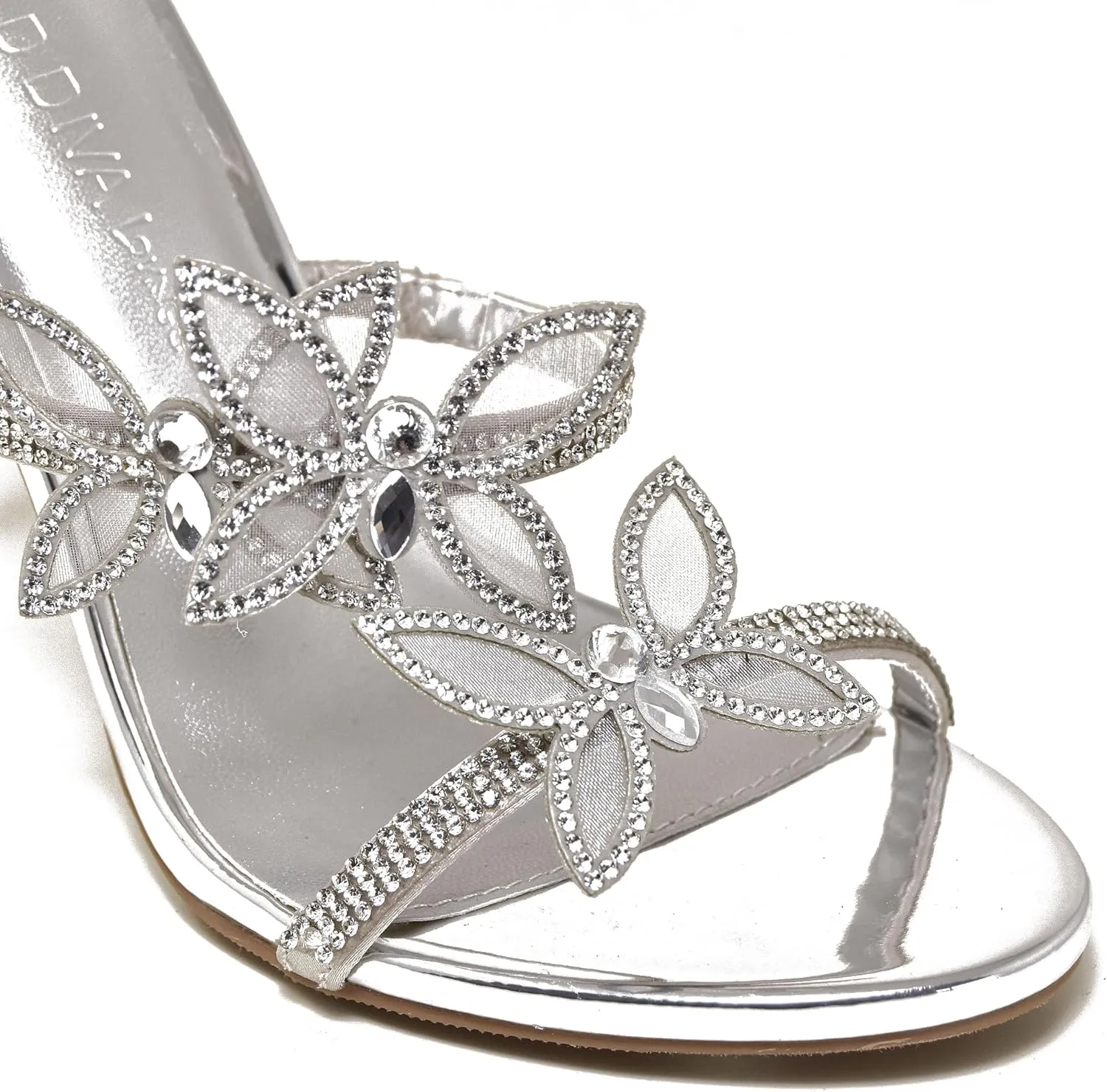 Wild Diva Women Rhinestone Butterfly Spiral Wrap Around High Heel Sandals