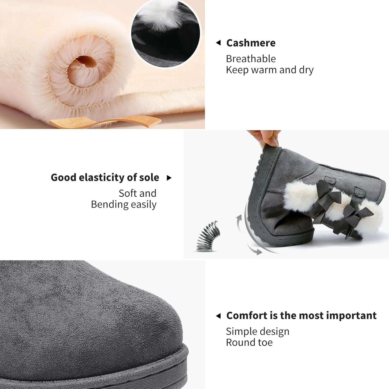 Witwatia Winter Snow Boots for Women Mid Calf Warm Fur Lined Boots Ladies Slip on Fashion Bootie