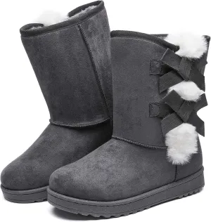 Witwatia Winter Snow Boots for Women Mid Calf Warm Fur Lined Boots Ladies Slip on Fashion Bootie