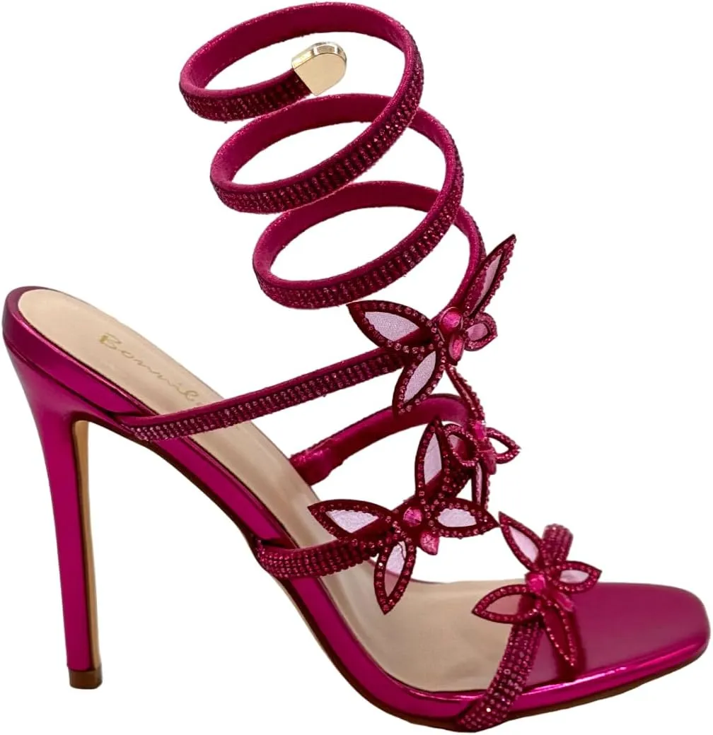 Women Butterfly Rhinestone Strappy High Heels Sandals