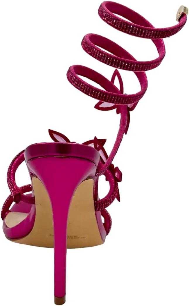 Women Butterfly Rhinestone Strappy High Heels Sandals
