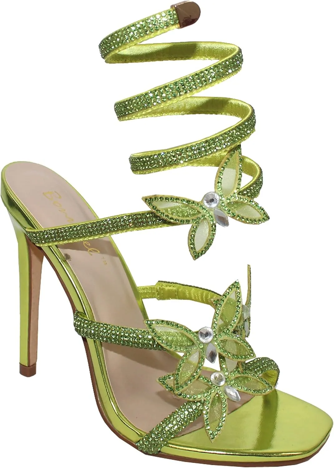 Women Butterfly Rhinestone Strappy High Heels Sandals