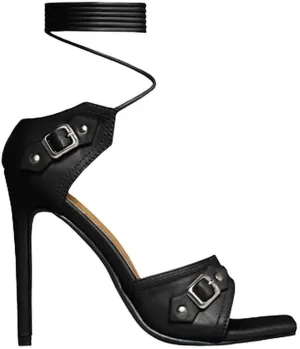 Women Square Toe Lace up High heel sandals