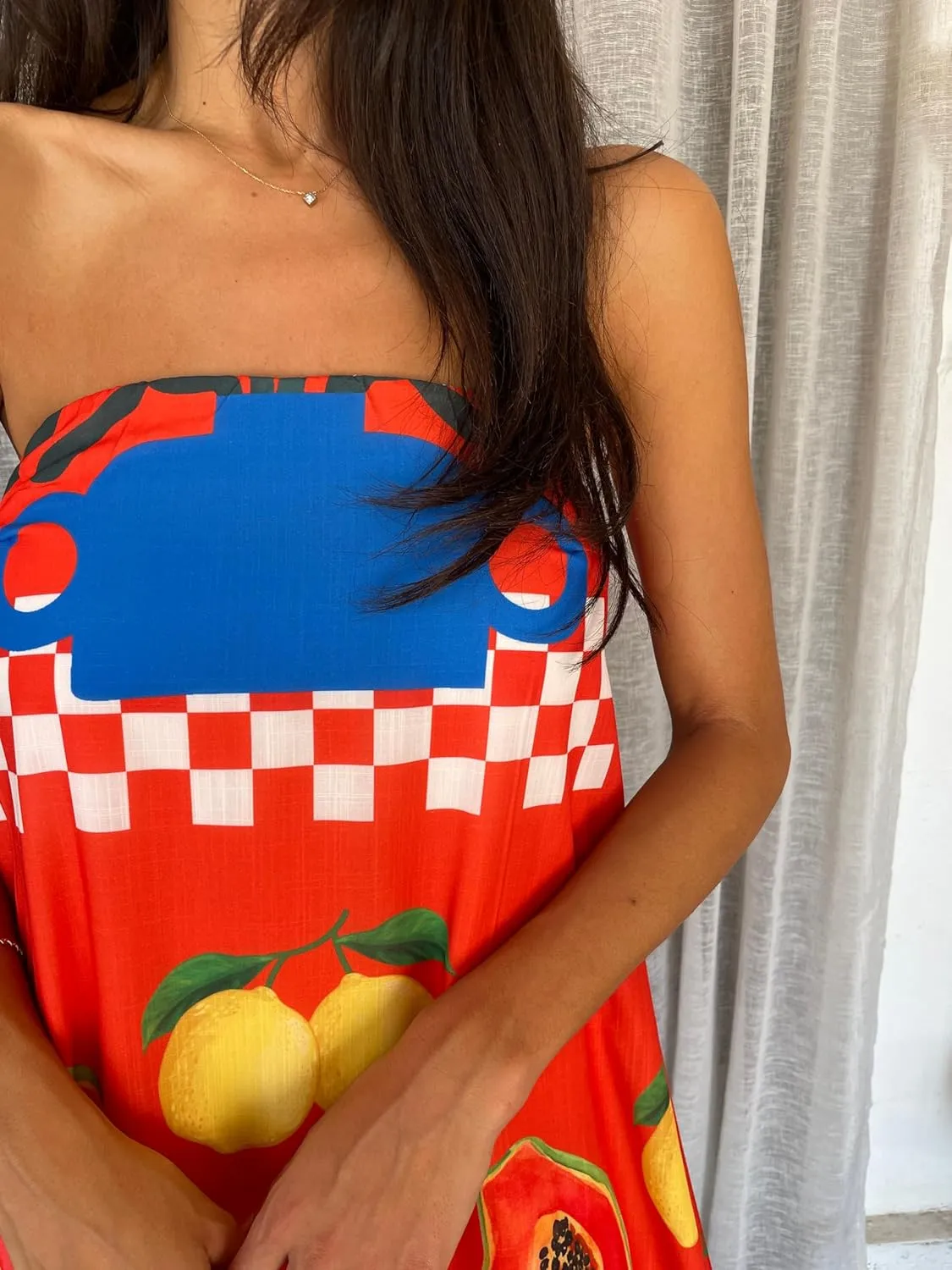 Women Strapless Boho Maxi Dress Y2k Graphic Print Flowy Tube Long Dress Colorful Beach Vacation Sundress