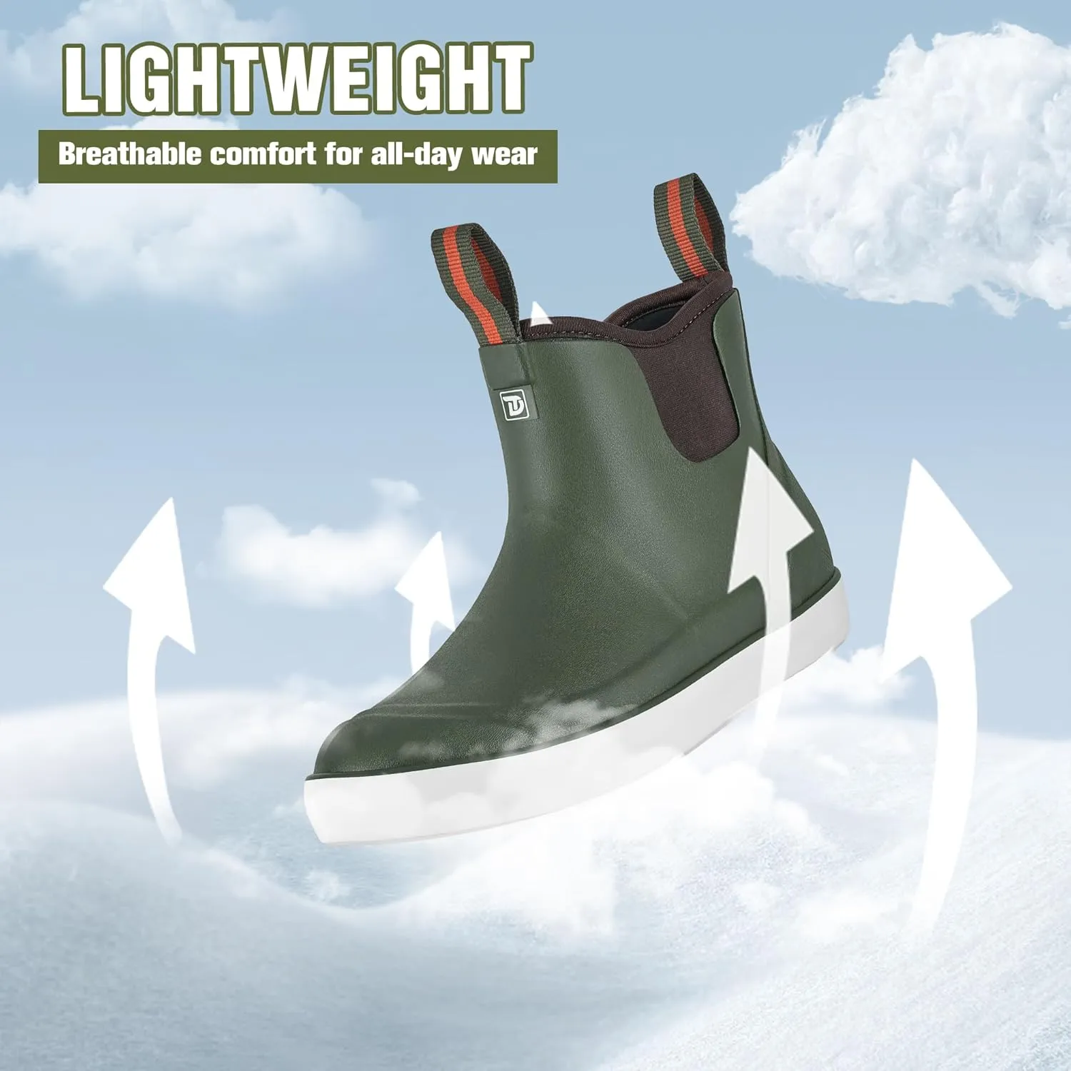 Women's Ankle Rain Boots, Rubber Fishing Deck Boots, Anti-slip Short Waterproof Shoes for Outdoor Fishing, Boating, Size 6-11