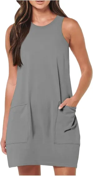 Women's Beach Spring Tank Solid Color Sundresses 2025 Tiny Flattering Sun Dresses Summer Casual Trendy Vacation Flowy