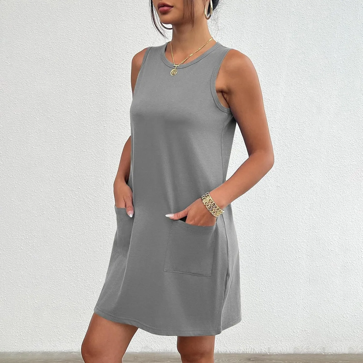 Women's Beach Spring Tank Solid Color Sundresses 2025 Tiny Flattering Sun Dresses Summer Casual Trendy Vacation Flowy
