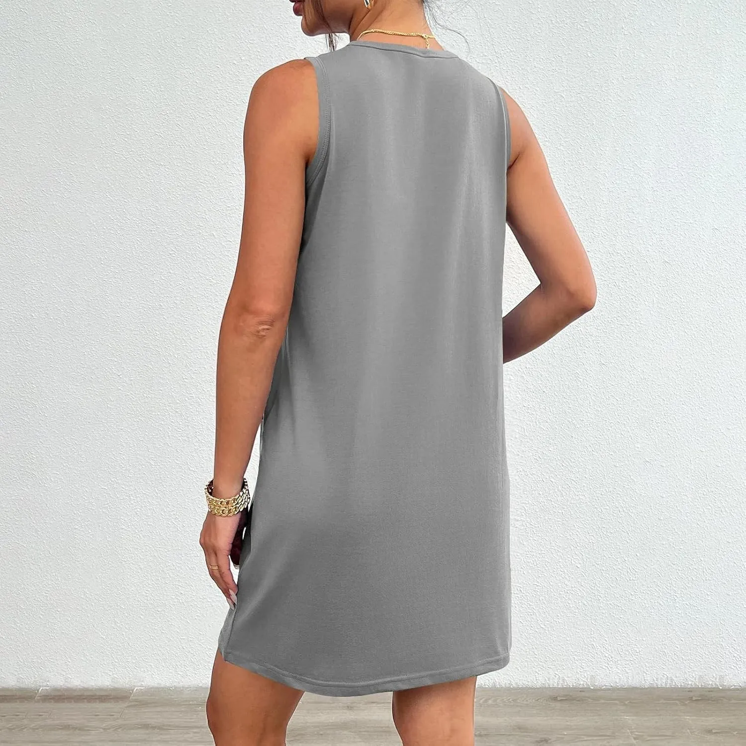 Women's Beach Spring Tank Solid Color Sundresses 2025 Tiny Flattering Sun Dresses Summer Casual Trendy Vacation Flowy