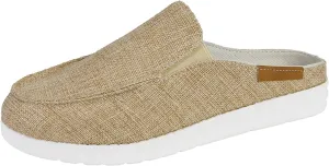 Women's Canvas Slip On Mules,Fashion Open Back Flats Shoes Summer Closed Round Toe Low Top Sneaker Loafer Shoes