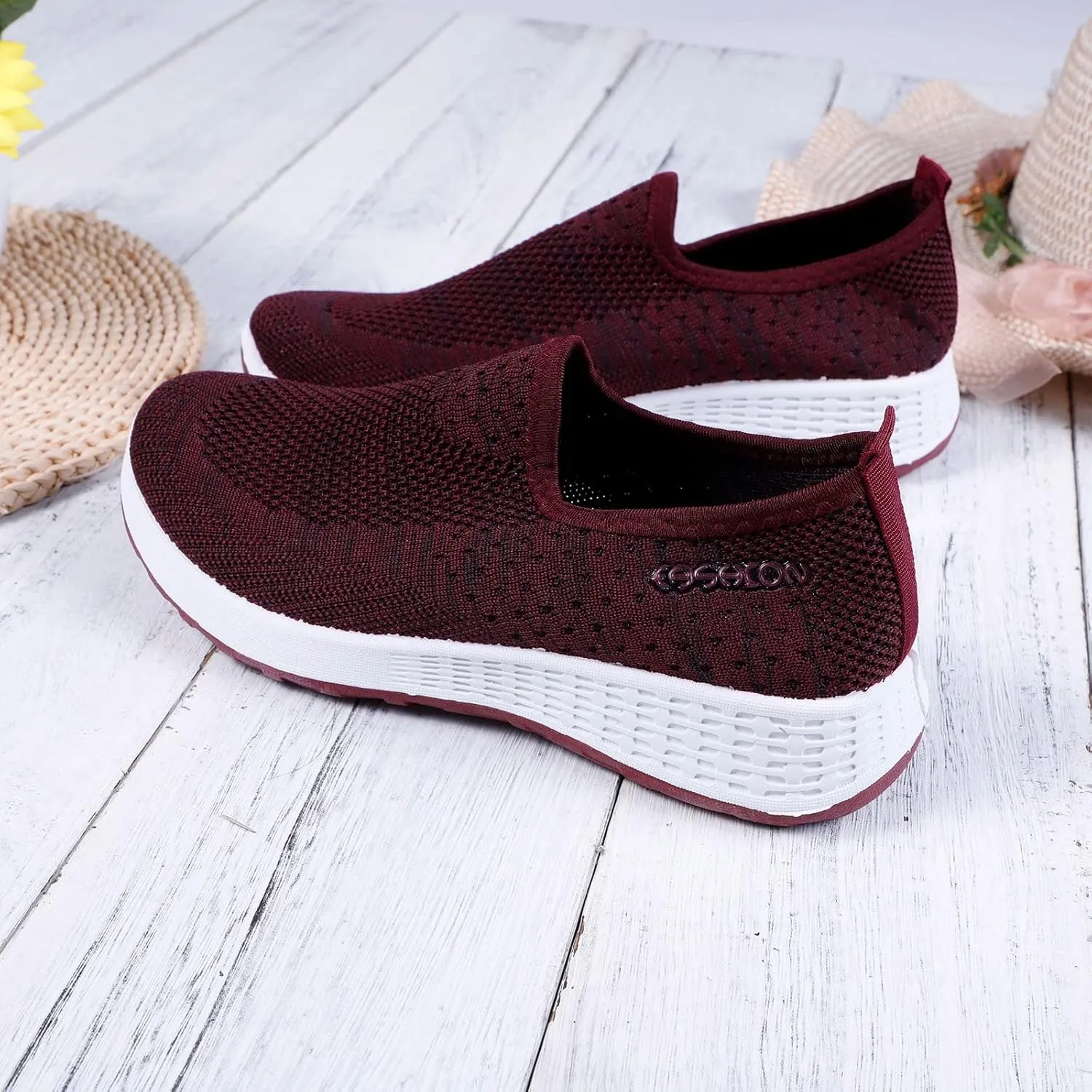 Womens Canvas Slip On Shoes Casual Walking Sneakers Lightweight Flat Fashion Comfortable Elastic Loafers Non Slip
