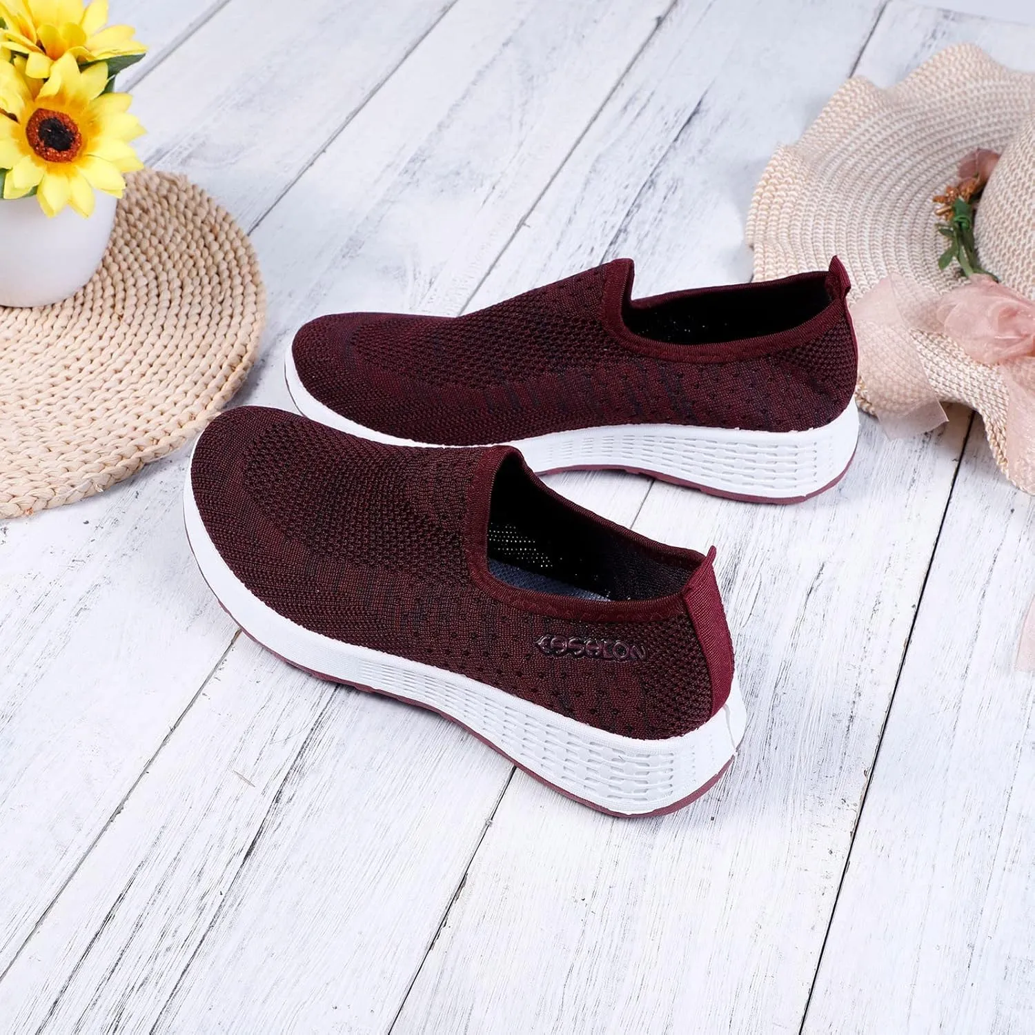Womens Canvas Slip On Shoes Casual Walking Sneakers Lightweight Flat Fashion Comfortable Elastic Loafers Non Slip