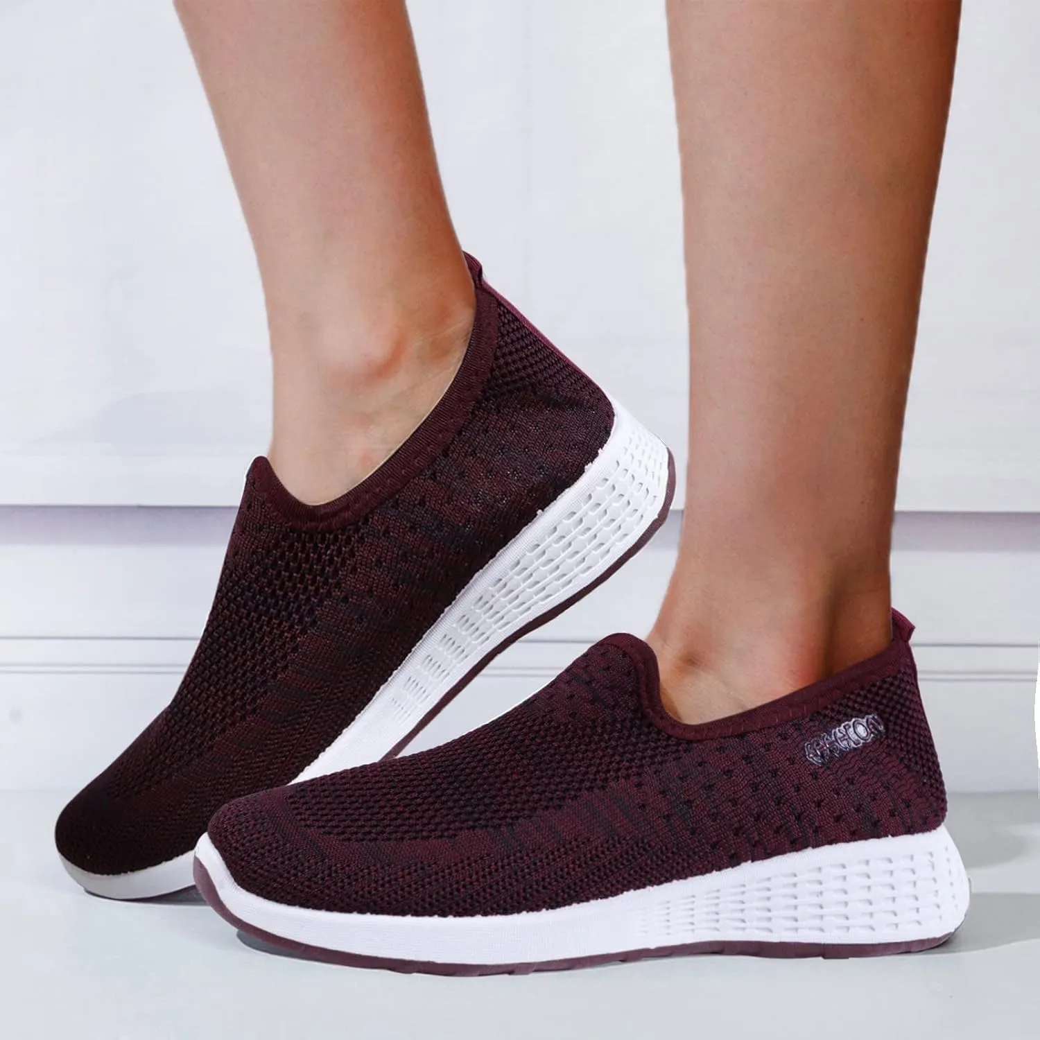 Womens Canvas Slip On Shoes Casual Walking Sneakers Lightweight Flat Fashion Comfortable Elastic Loafers Non Slip