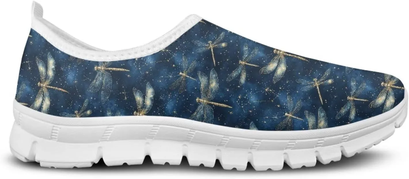 Women's Casual Slip On Flats Fantasitic Print Fashion Sneakers Lightweight Non Slip Travel Ladies Shoes White Sole
