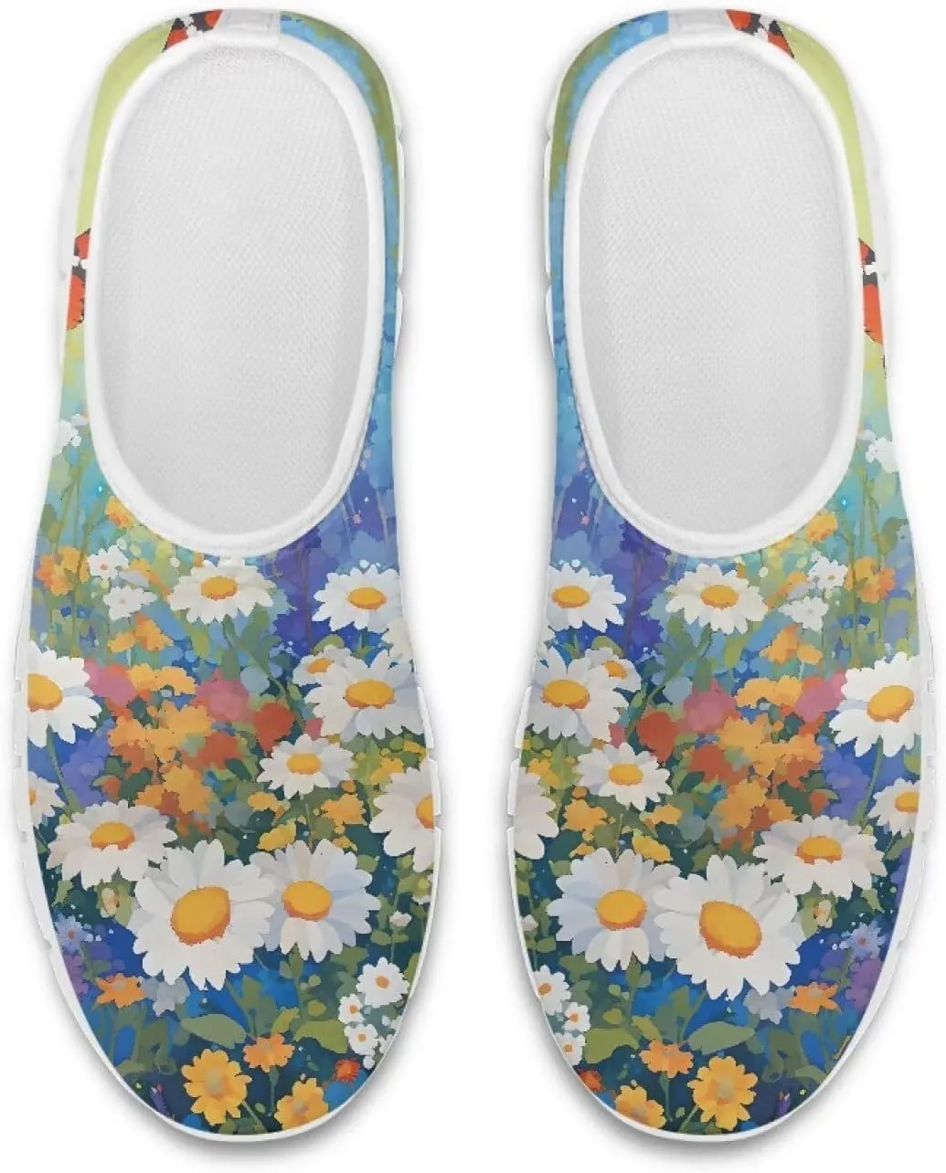 Women's Casual Slip On Flats Fantasitic Print Fashion Sneakers Lightweight Non Slip Travel Ladies Shoes White Sole
