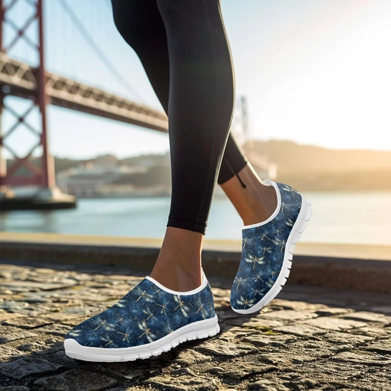 Women's Casual Slip On Flats Fantasitic Print Fashion Sneakers Lightweight Non Slip Travel Ladies Shoes White Sole