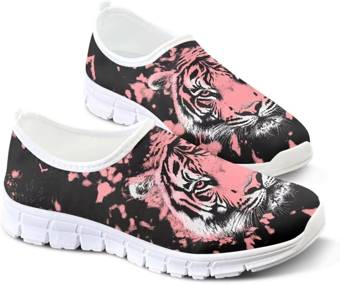 Women's Casual Slip On Flats Fantasitic Print Fashion Sneakers Lightweight Non Slip Travel Ladies Shoes White Sole