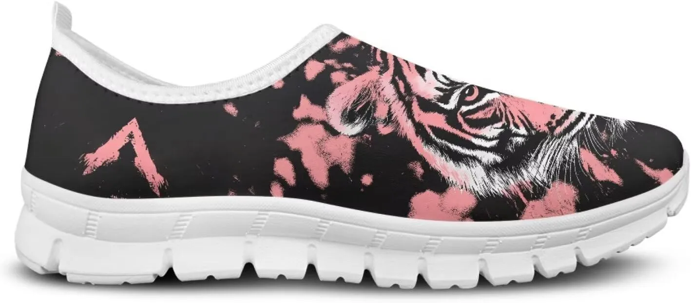Women's Casual Slip On Flats Fantasitic Print Fashion Sneakers Lightweight Non Slip Travel Ladies Shoes White Sole