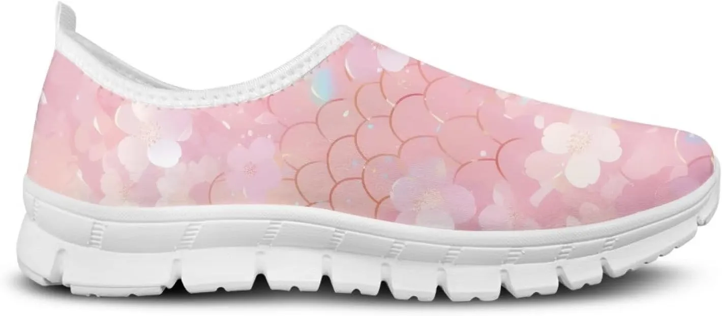Women's Casual Slip On Flats Fantasitic Print Fashion Sneakers Lightweight Non Slip Travel Ladies Shoes White Sole