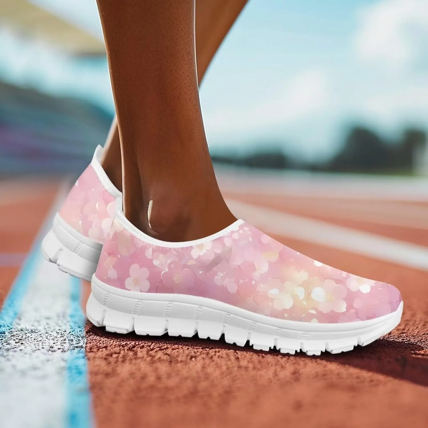 Women's Casual Slip On Flats Fantasitic Print Fashion Sneakers Lightweight Non Slip Travel Ladies Shoes White Sole