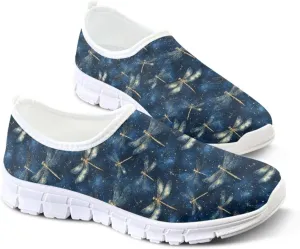 Women's Casual Slip On Flats Fantasitic Print Fashion Sneakers Lightweight Non Slip Travel Ladies Shoes White Sole