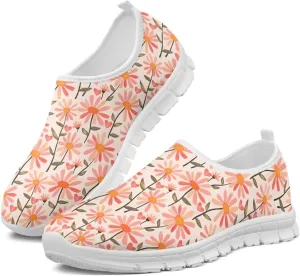 Women's Casual Slip On Flats Fantasitic Print Fashion Sneakers Lightweight Non Slip Travel Ladies Shoes White Sole