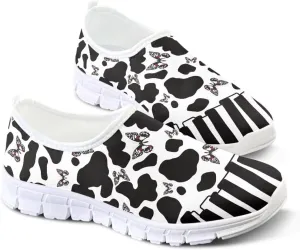 Women's Casual Slip On Flats Fantasitic Print Fashion Sneakers Lightweight Non Slip Travel Ladies Shoes White Sole
