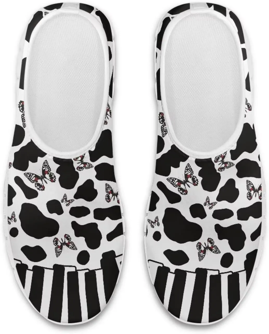 Women's Casual Slip On Flats Fantasitic Print Fashion Sneakers Lightweight Non Slip Travel Ladies Shoes White Sole