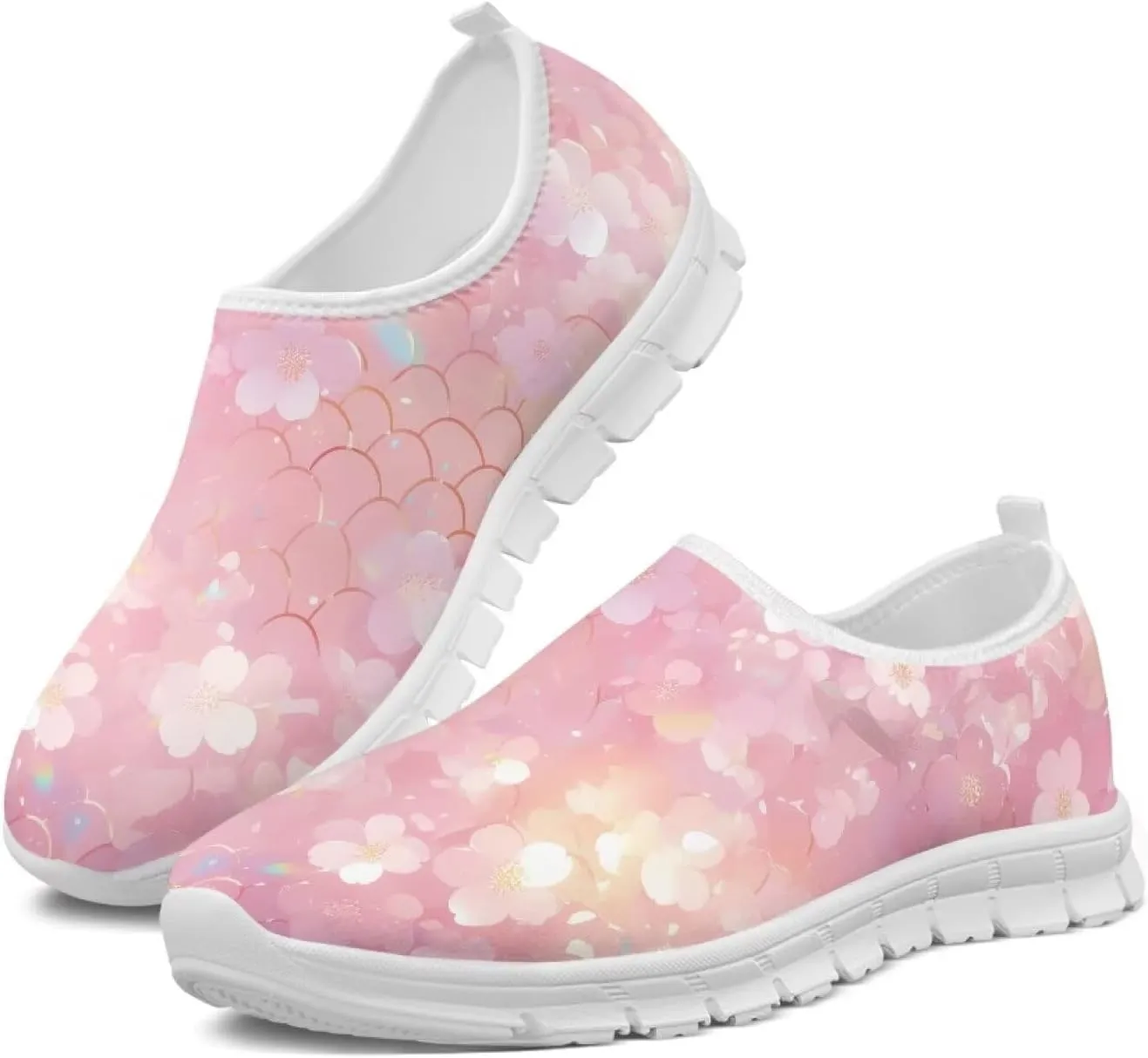 Women's Casual Slip On Flats Fantasitic Print Fashion Sneakers Lightweight Non Slip Travel Ladies Shoes White Sole