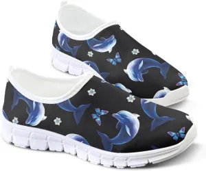 Women's Casual Slip On Flats Fantasitic Print Fashion Sneakers Lightweight Non Slip Travel Ladies Shoes White Sole