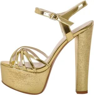 Women's Cross Band Platforms - Open Toe Chunky Buckle Sandals