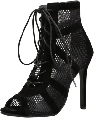 Women's Dance Heels Fashion Peep Toe Ankle Boots Lace up Pumps Party Shoes Ladies Stiletto Sandals Dancing Shoes