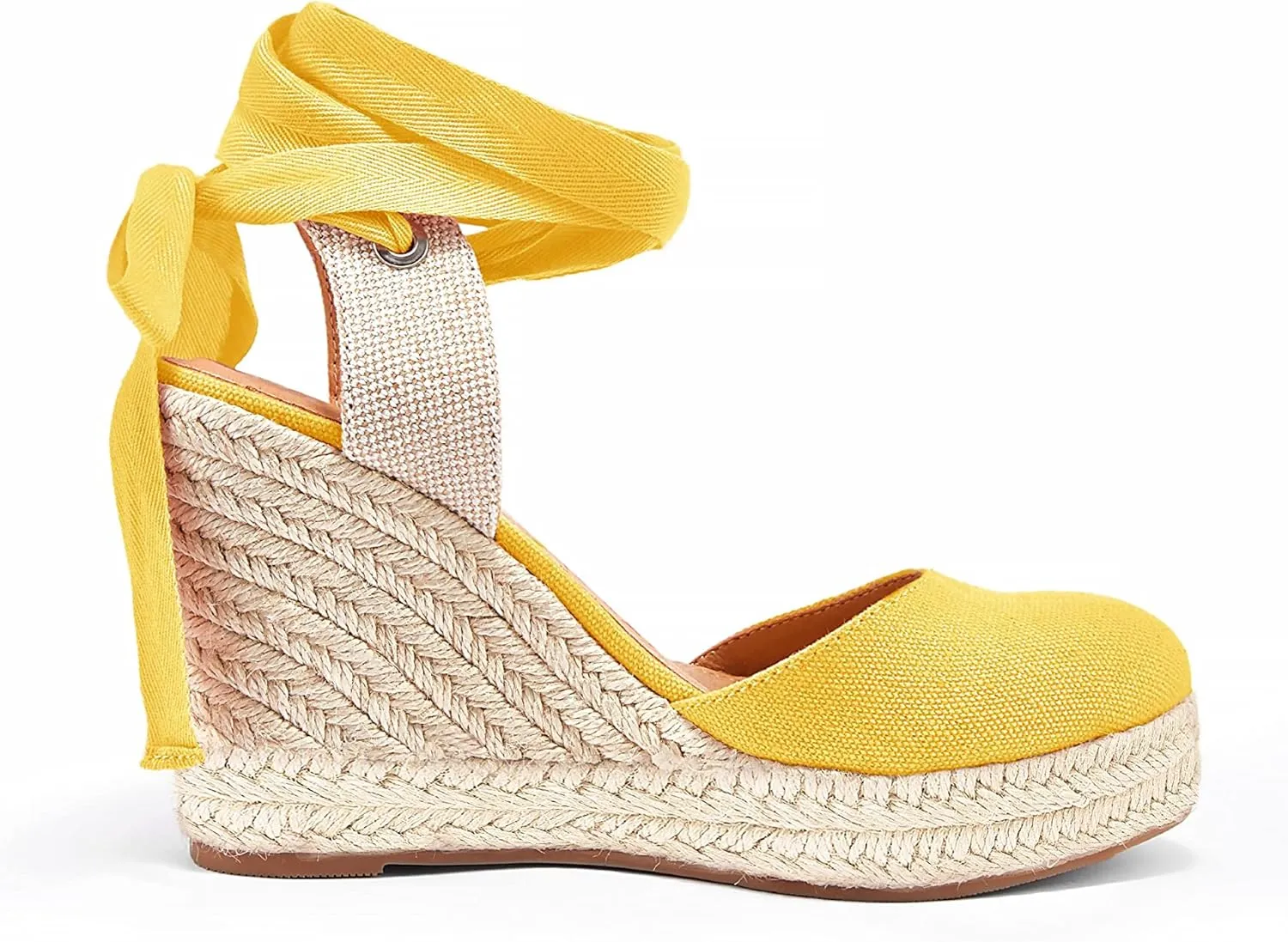 Women's Espadrille Wedge Sandals Closed Toe Lace Up Platform Ankle Wrap Summer Casual Shoes