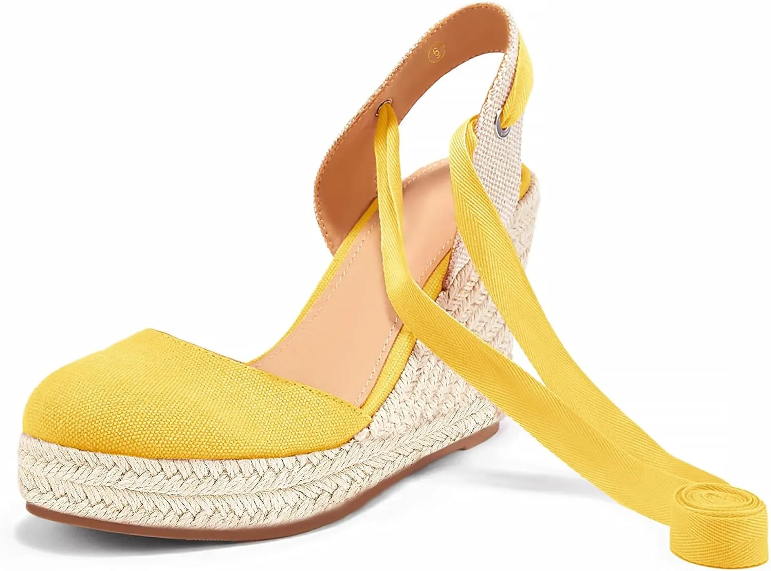 Women's Espadrille Wedge Sandals Closed Toe Lace Up Platform Ankle Wrap Summer Casual Shoes