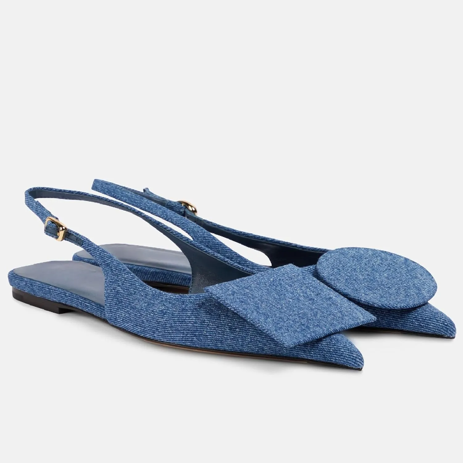 Women's Fashion Circle Square Flats Sexy Closed Pointed Toe Slingback Ballet Flats Circle and Square Decorative Patches Dressy Flats for Women