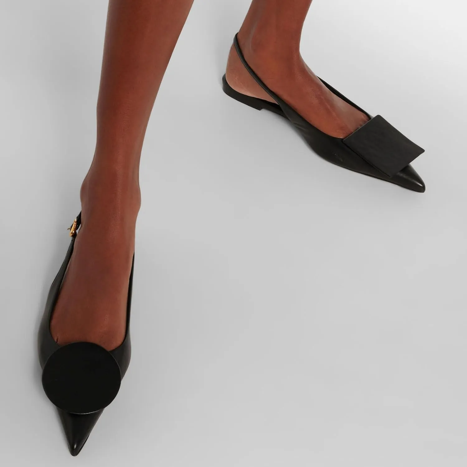 Women's Fashion Circle Square Flats Sexy Closed Pointed Toe Slingback Ballet Flats Circle and Square Decorative Patches Dressy Flats for Women