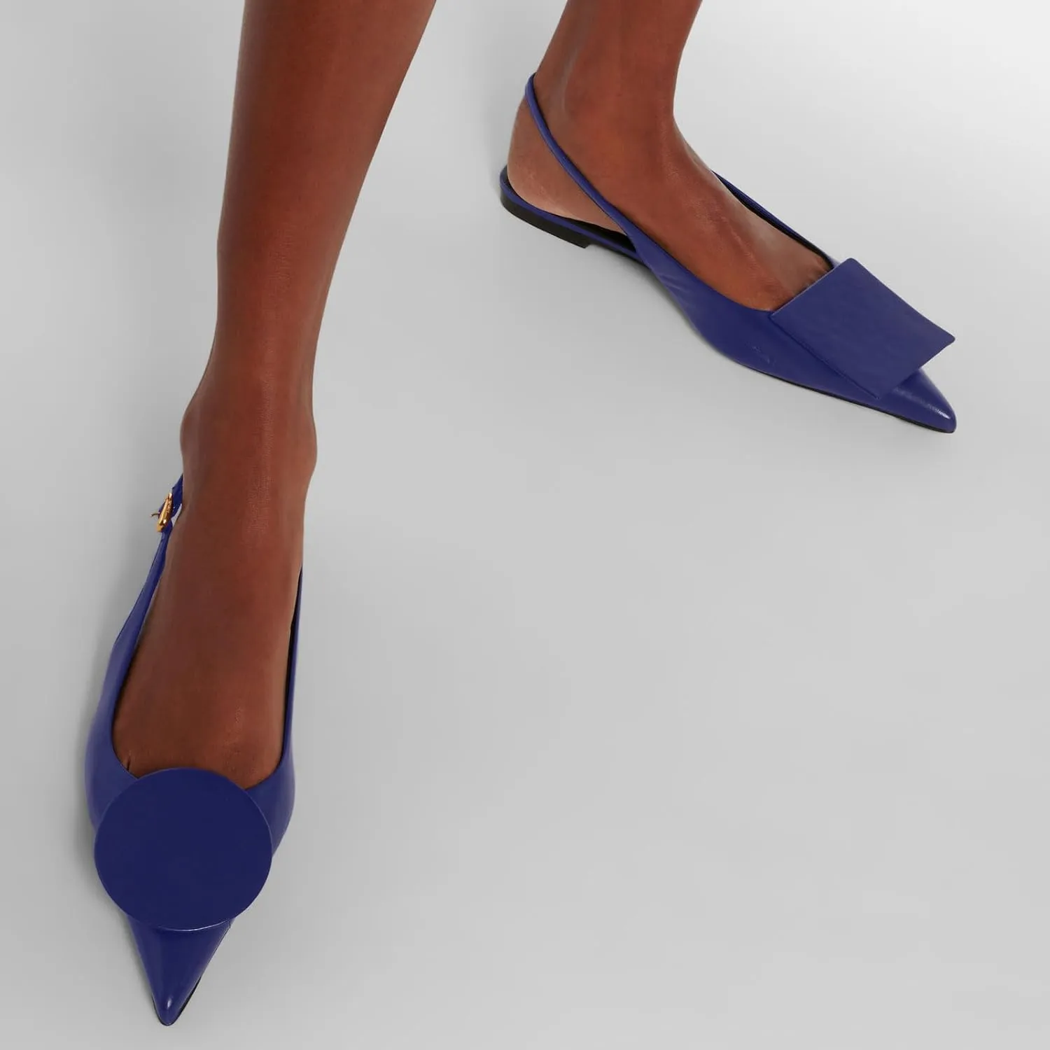 Women's Fashion Circle Square Flats Sexy Closed Pointed Toe Slingback Ballet Flats Circle and Square Decorative Patches Dressy Flats for Women