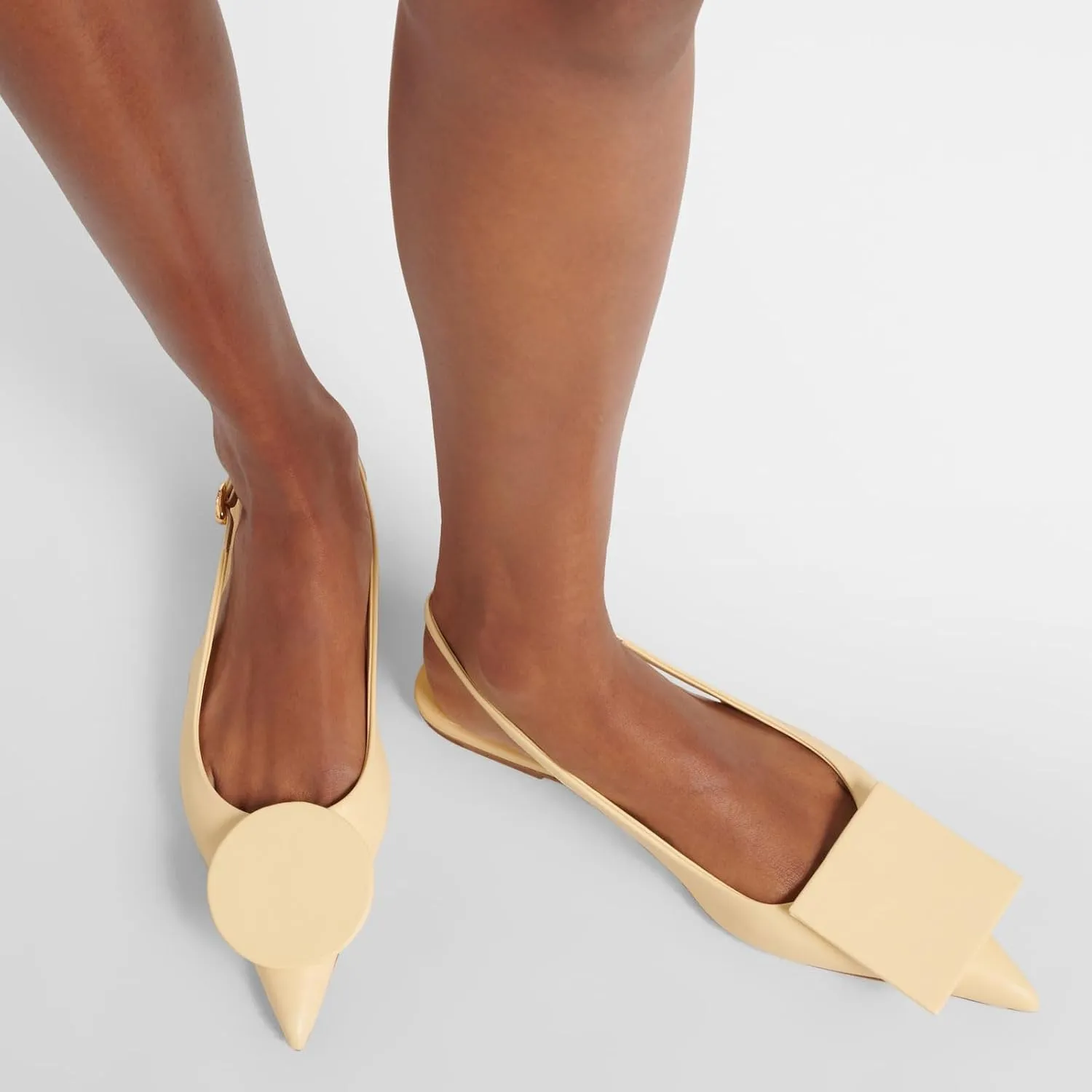 Women's Fashion Circle Square Flats Sexy Closed Pointed Toe Slingback Ballet Flats Circle and Square Decorative Patches Dressy Flats for Women