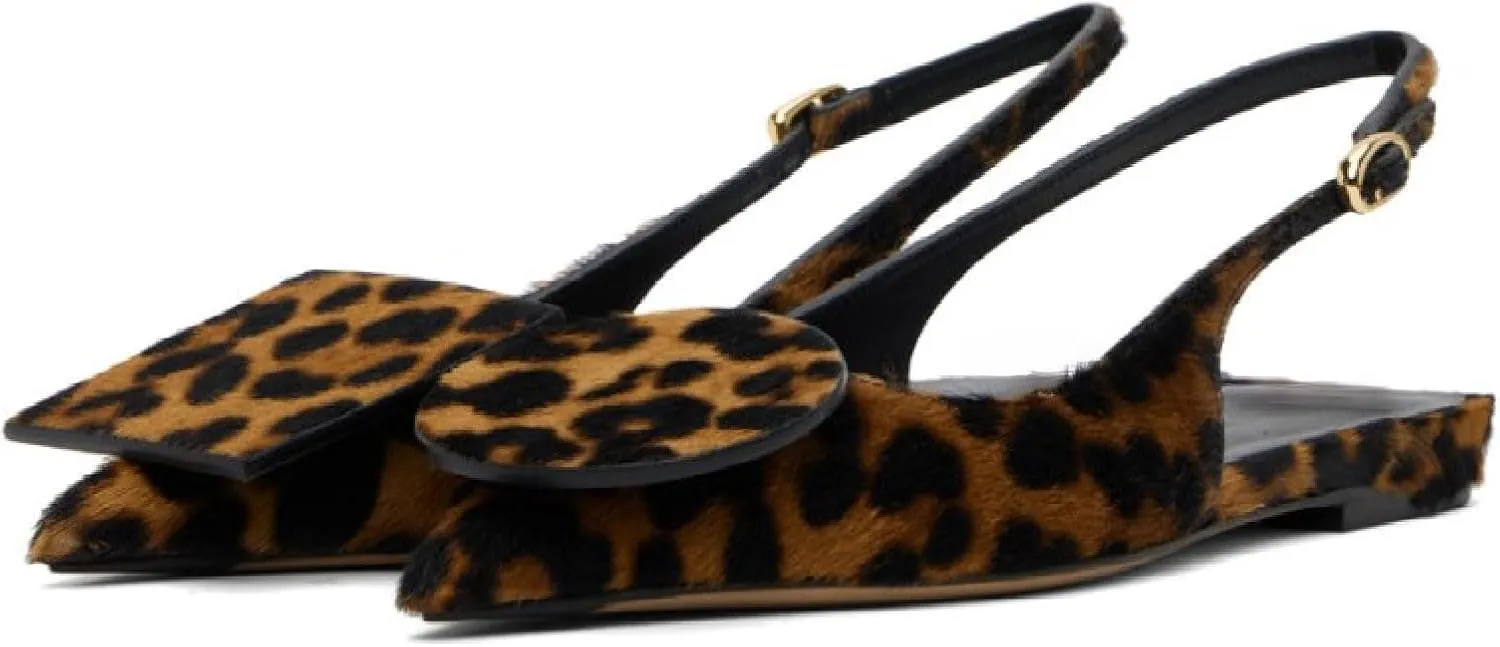 Women's Fashion Circle Square Flats Sexy Closed Pointed Toe Slingback Ballet Flats Circle and Square Decorative Patches Dressy Flats for Women