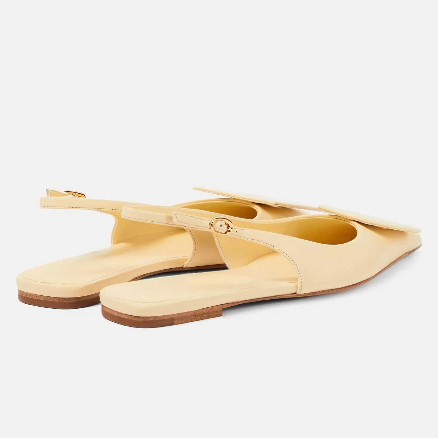 Women's Fashion Circle Square Flats Sexy Closed Pointed Toe Slingback Ballet Flats Circle and Square Decorative Patches Dressy Flats for Women