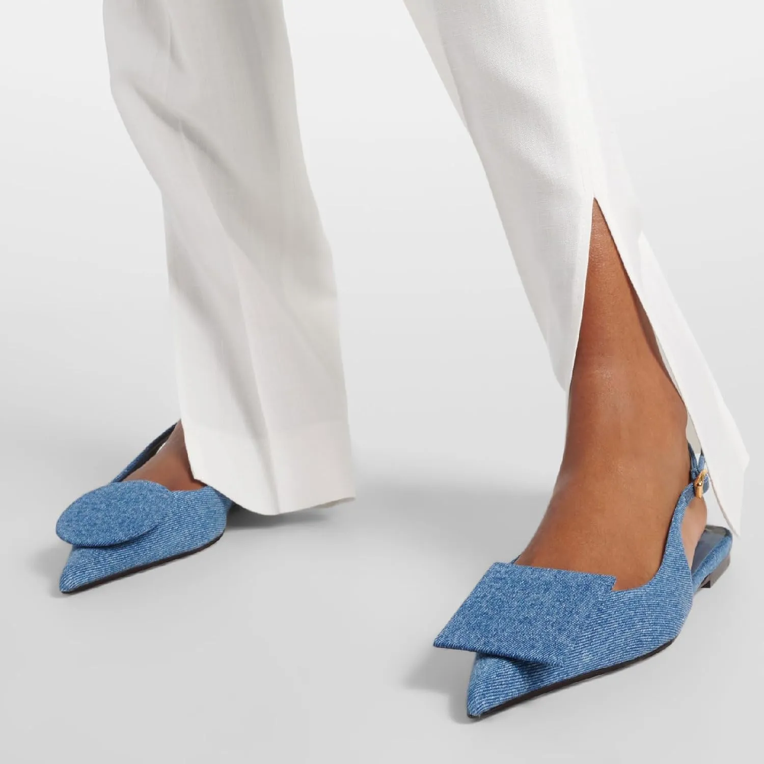 Women's Fashion Circle Square Flats Sexy Closed Pointed Toe Slingback Ballet Flats Circle and Square Decorative Patches Dressy Flats for Women