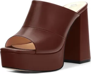 Womens Fashion Womens Platform Chunky Heels Sandals Square Open Toe High Heeled Sandals Slip On Slides Dress Party Wedding Shoes