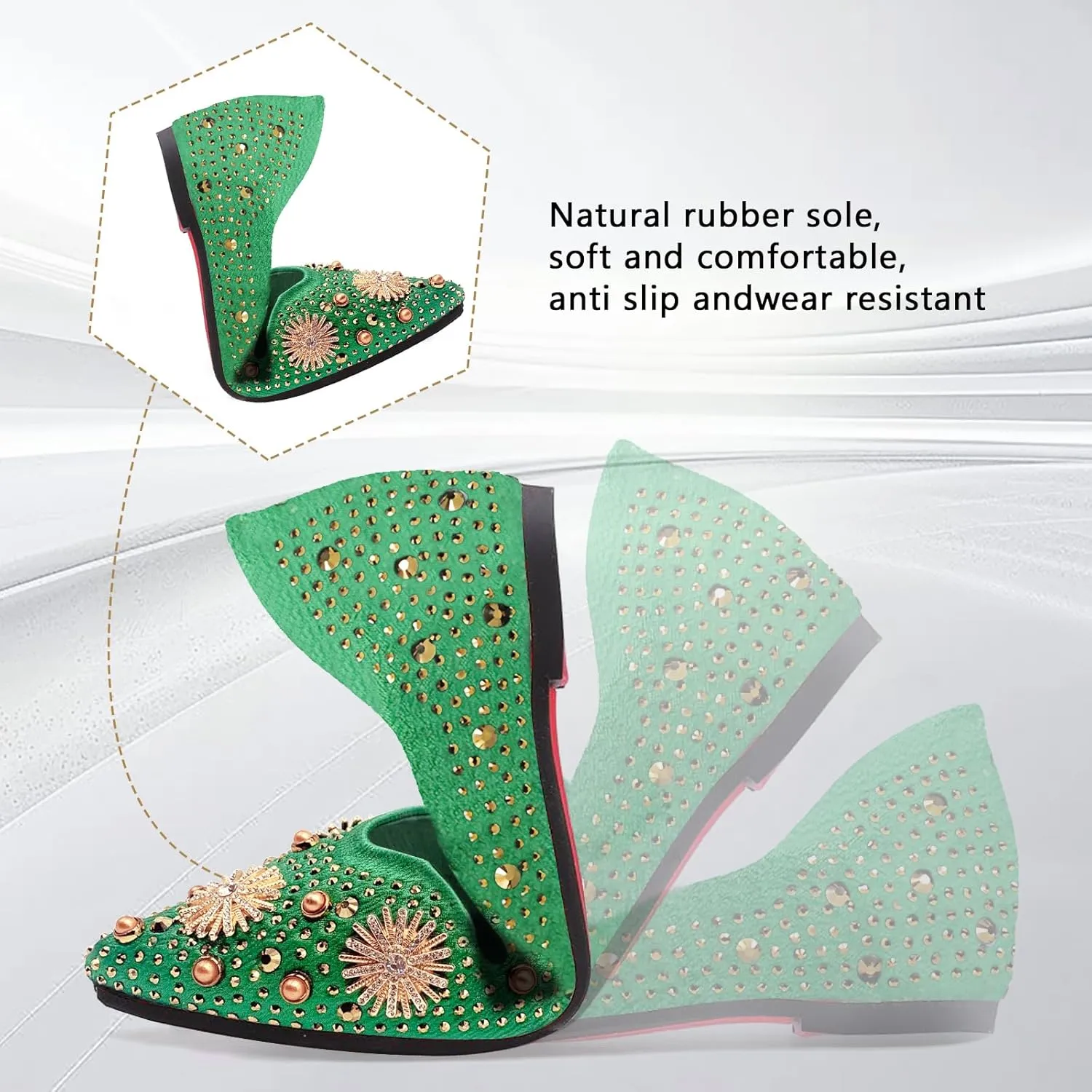 Women's Flats Comfortable Pointed Rhinestone Ballet Flats for Women Sparkle Elegant Dress Flats