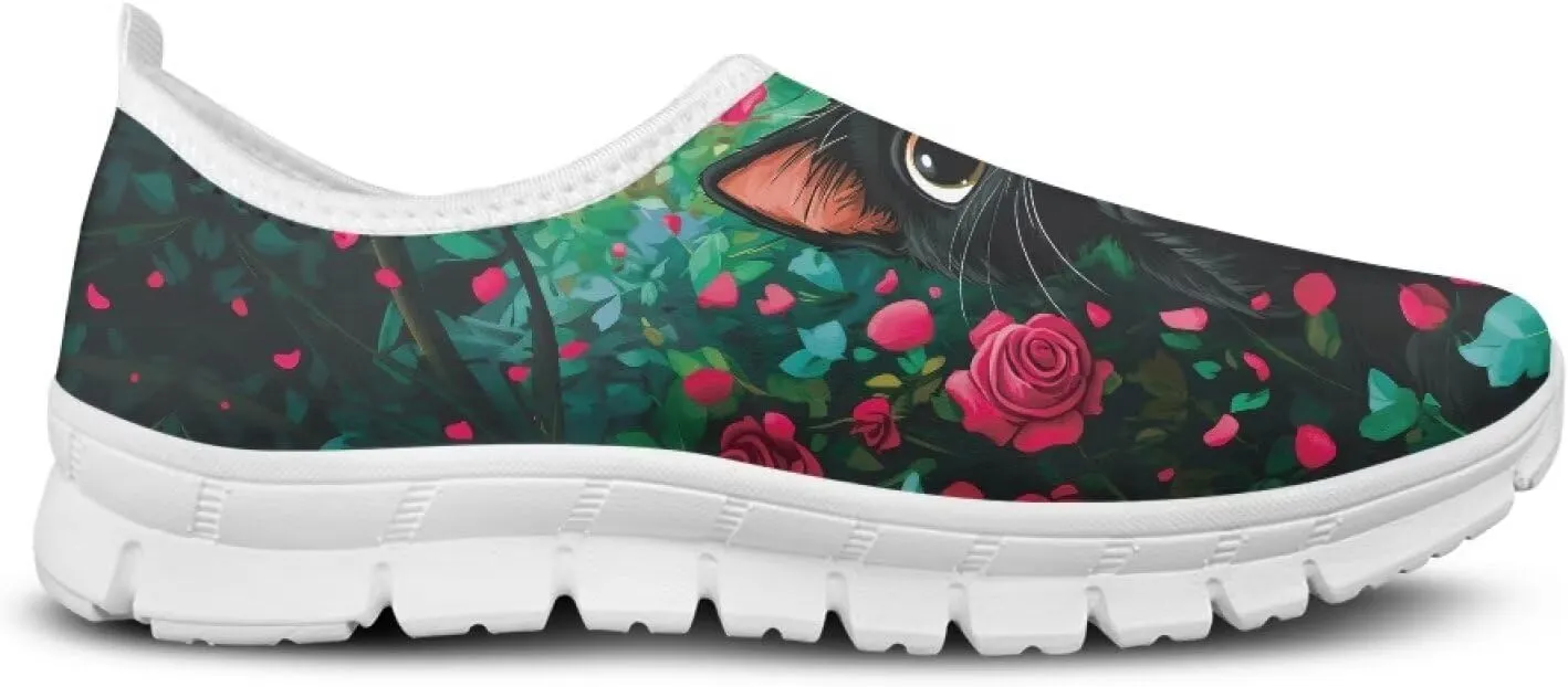 Women's Floral Print Sneaker Casual Low-Top Comfortable Outdoor Shoes Breathable Slip On Anti-Skid Tennis Sneaker for Ladies US 5.5-11.5