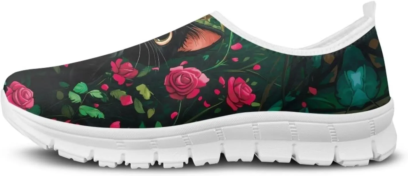 Women's Floral Print Sneaker Casual Low-Top Comfortable Outdoor Shoes Breathable Slip On Anti-Skid Tennis Sneaker for Ladies US 5.5-11.5