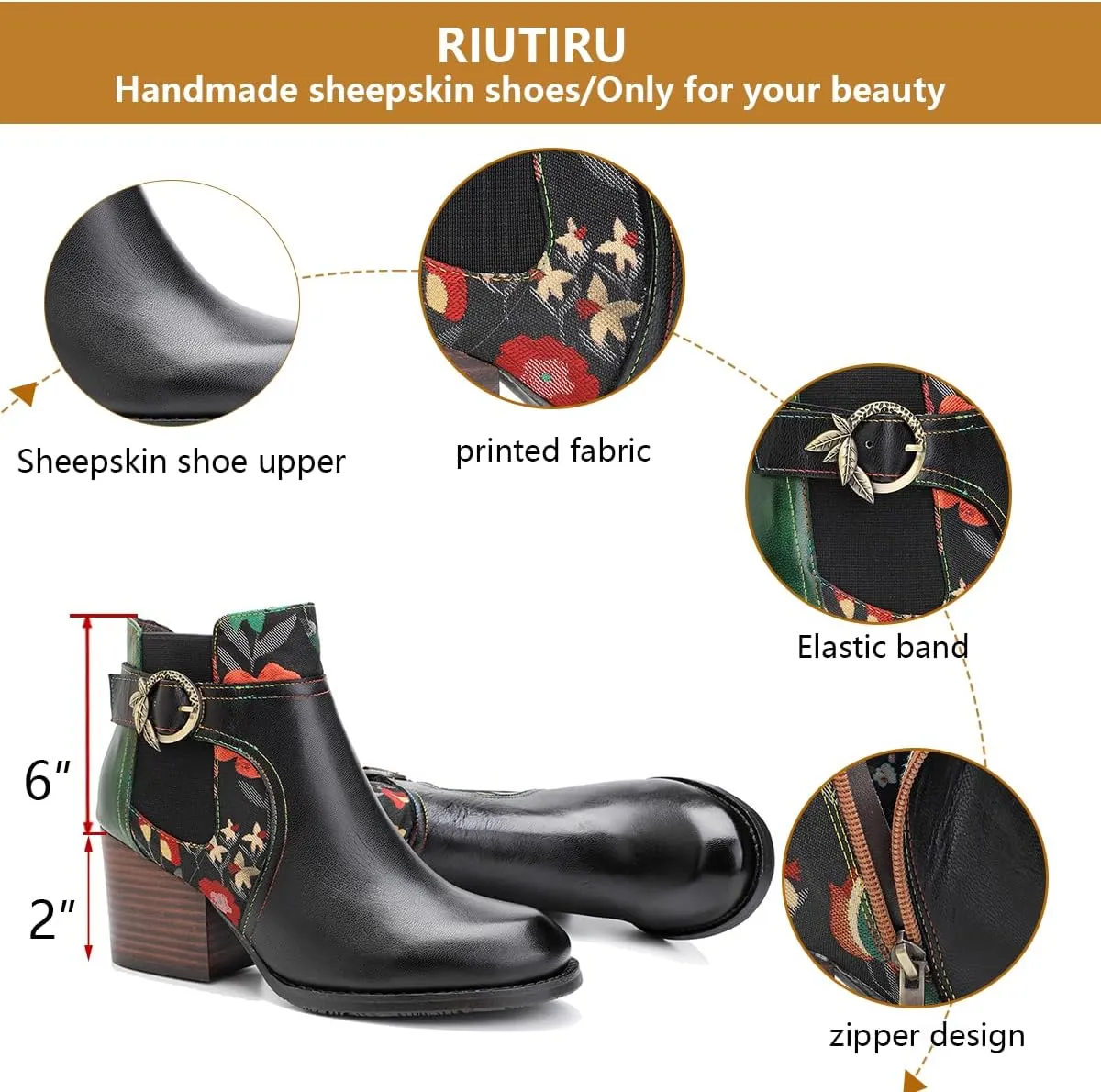 Women's Handmade Retro Lambskin High Heel Boots, Colorful Painting, Metallic Style - Fashion, Comfortable, Durable, Unique Minority Style