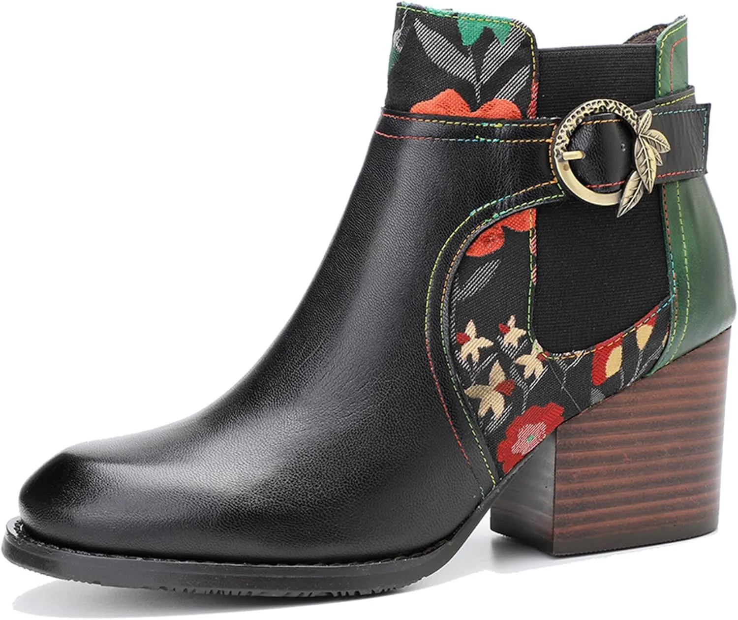Women's Handmade Retro Lambskin High Heel Boots, Colorful Painting, Metallic Style - Fashion, Comfortable, Durable, Unique Minority Style