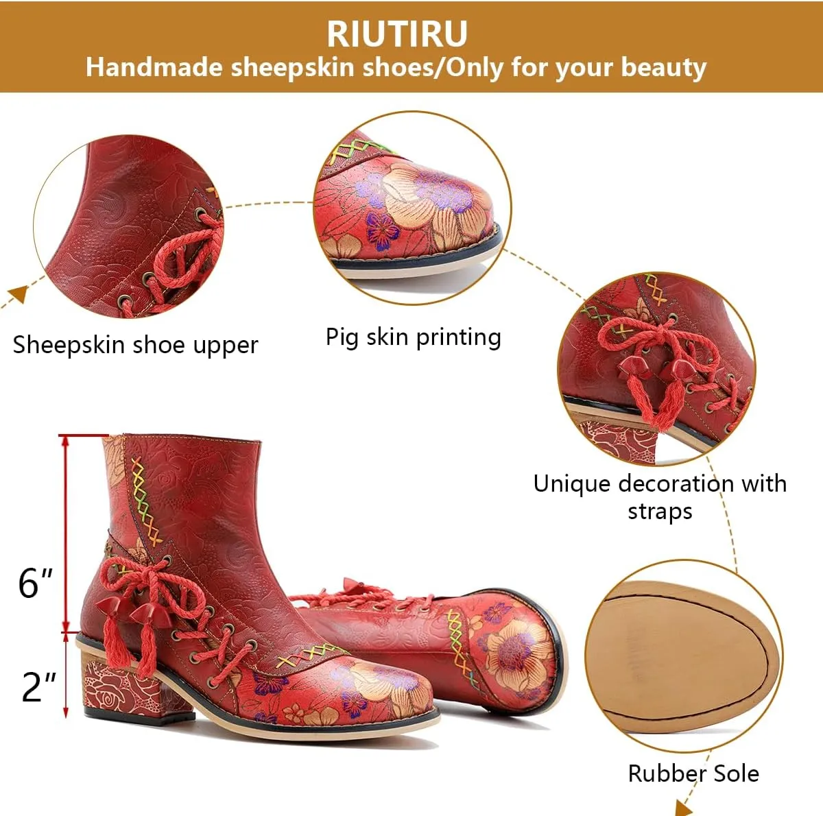 Women's Handmade Retro Lambskin High Heel Boots, Colorful Painting, Metallic Style - Fashion, Comfortable, Durable, Unique Minority Style
