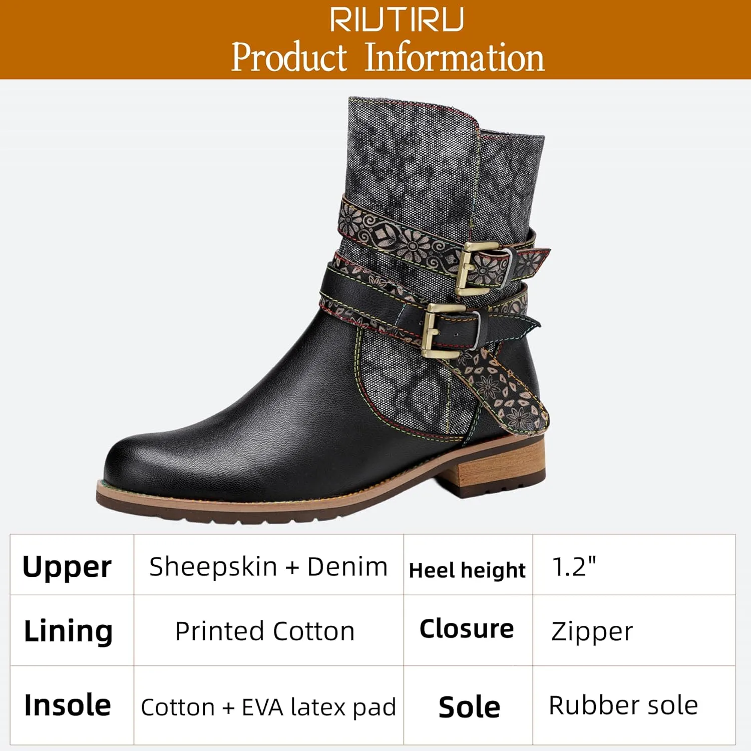Women's Handmade Retro Lambskin High Heel Boots, Colorful Painting, Metallic Style - Fashion, Comfortable, Durable, Unique Minority Style