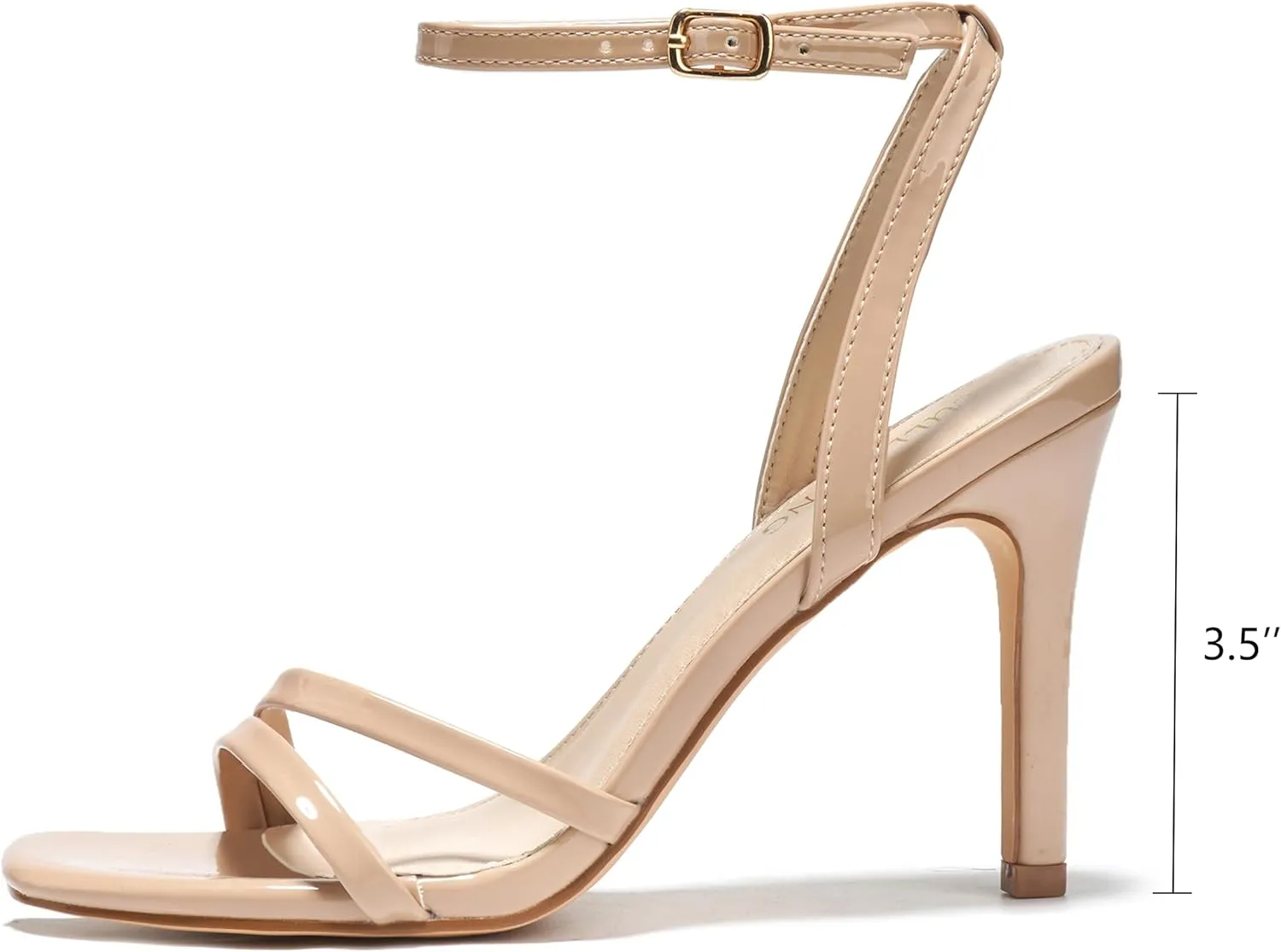 Women's Heels Strappy Ankle Strap High Heels 3.5 Inch Heeled Square Open Toe Sandals for Women