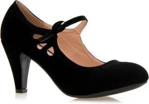 Women's Kitten Heels Mary Jane Pumps - Adorable Vintage Shoes- Unique Round Toe Design with an Adjustable Strap